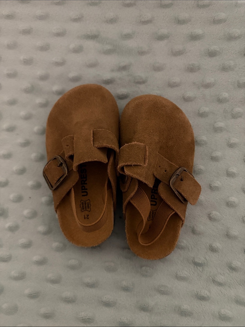 Toddler Brown Suede Slip-On Buckle Sandals